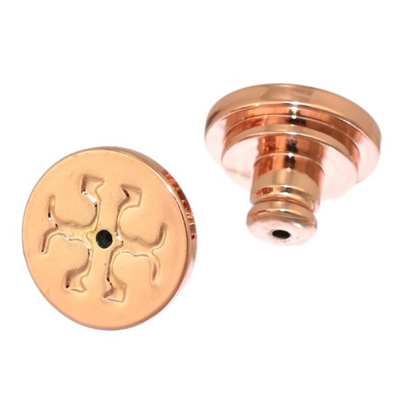 TORY BURCH • Rose Gold Pearl Drop Logo Earrings - Picture 5 of 6